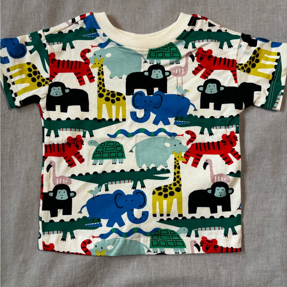 Hanna Andersson Multicolor Animal Print Kids Tee, NWOT